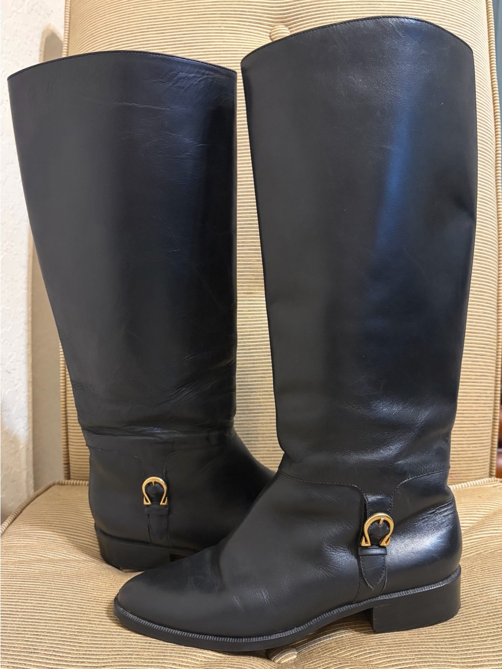 Etienne Aigner Women’s Aqueduct Leather Boot in Black- Size 7N